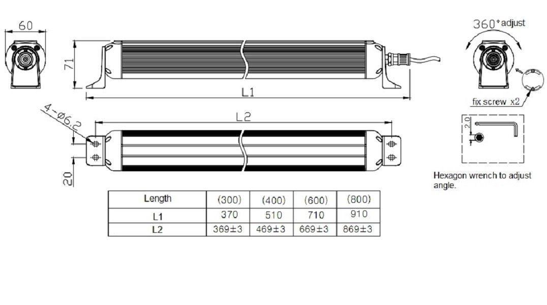 Lampa obrabiarkowa CNC rura M9R 800mm 20W 240V